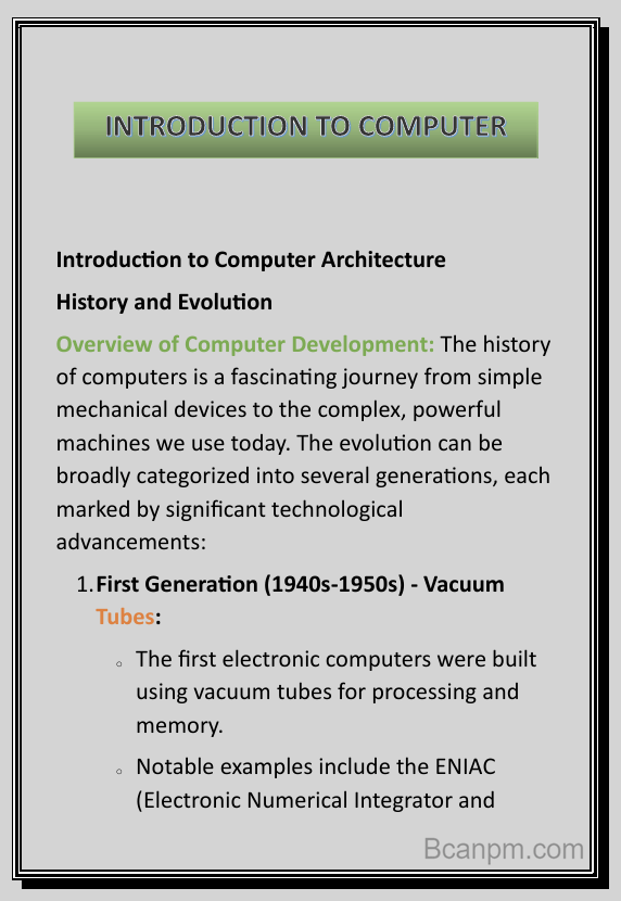 Introduction to Computer Architecture notes