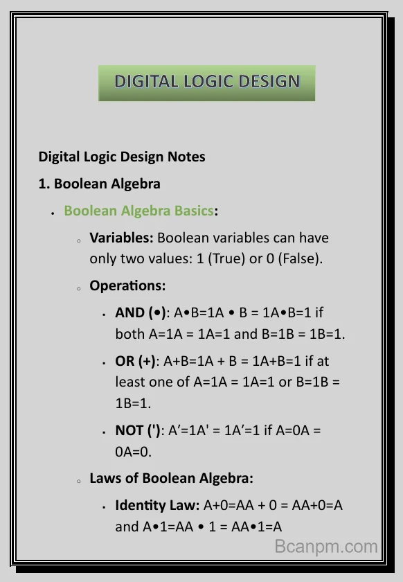 Digital Logic Design notes