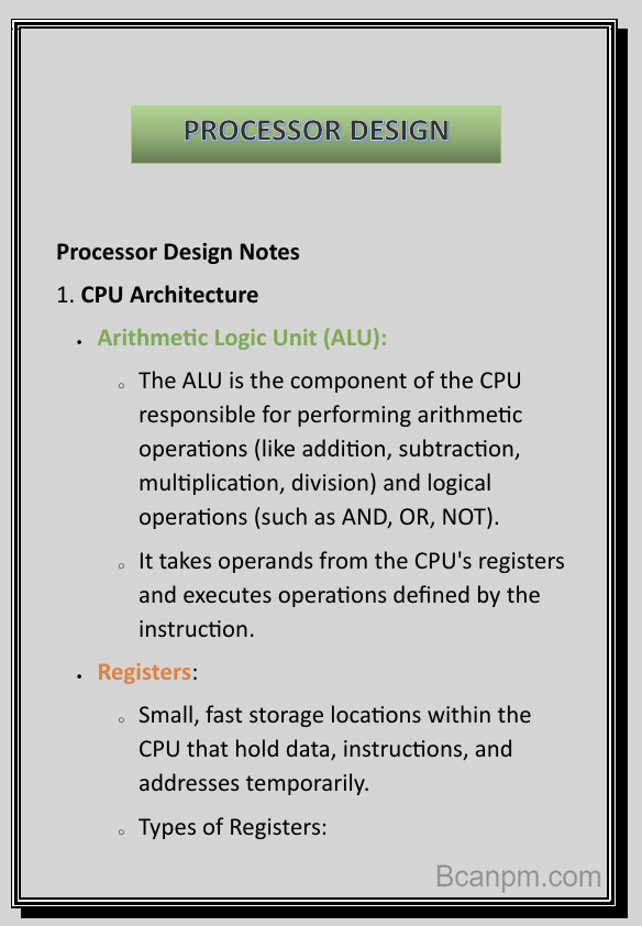 Processor Design notes