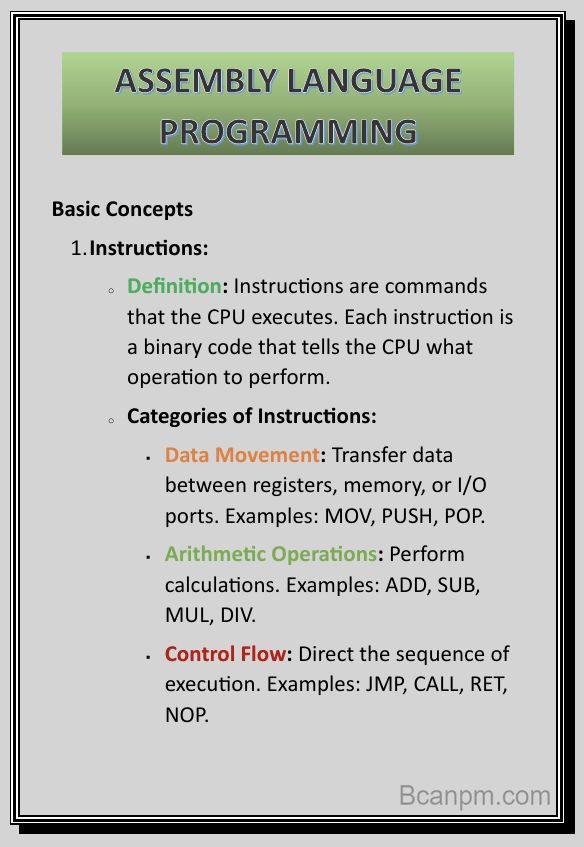 Assembly Language Programming notes