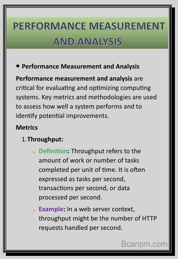 Performance Measurement and Analysis notes