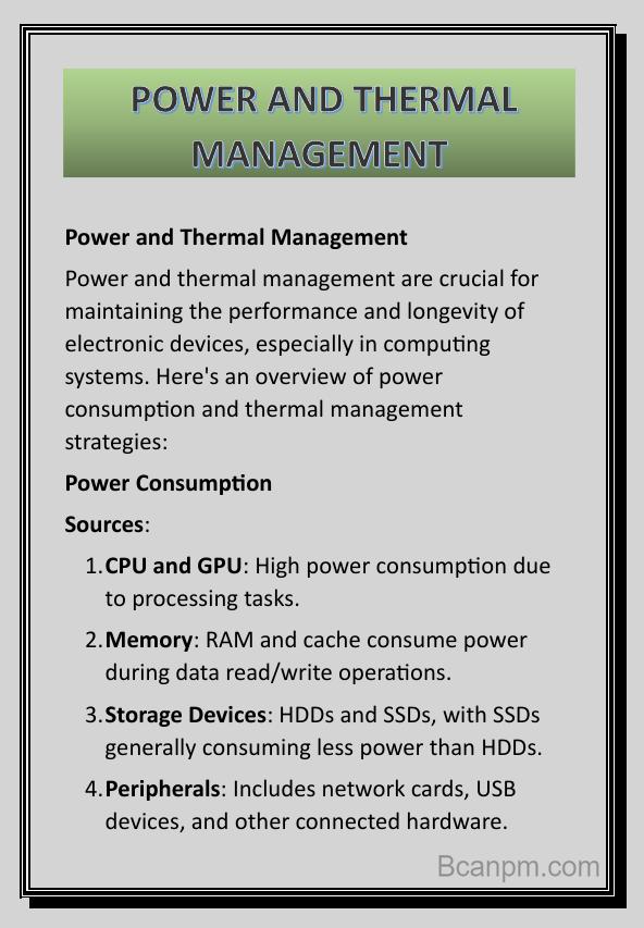 Power and Thermal Management notes