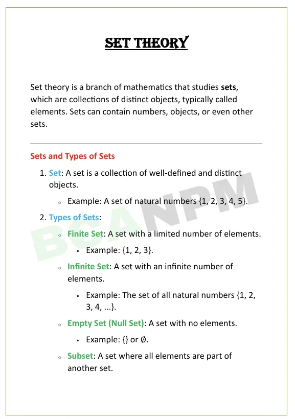 Set Theory Notes