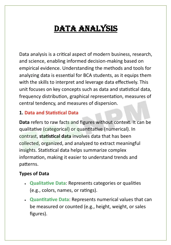 Data Analysis Notes