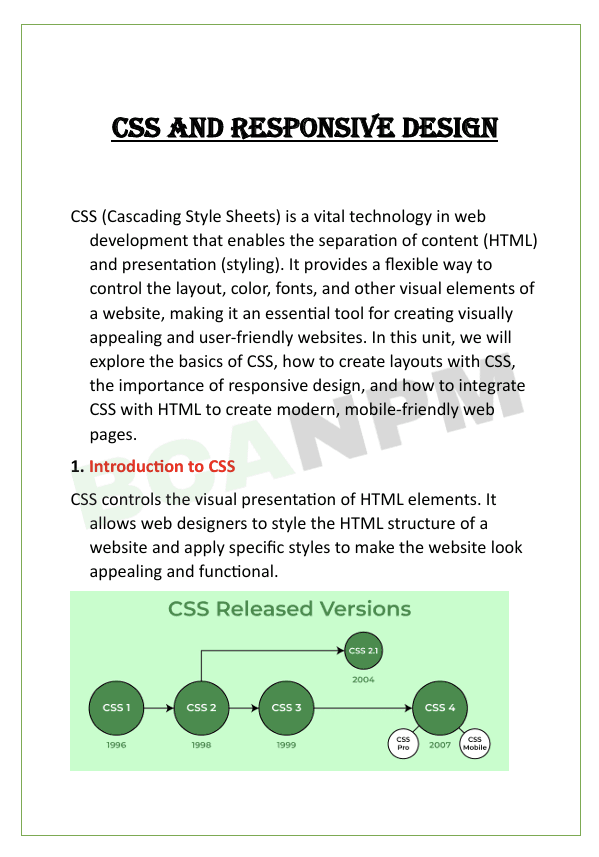 CSS and Responsive Design Notes